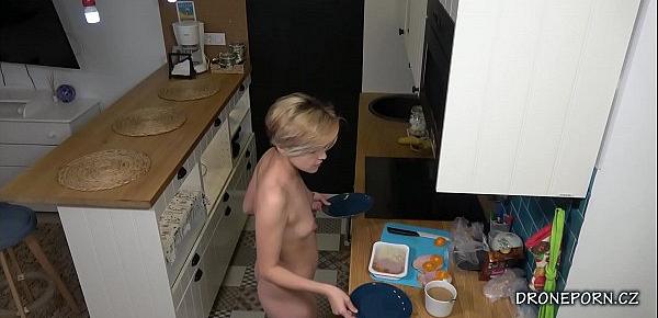  Hot Czech Nudist Chick Naked in the Kitchen